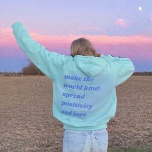Dream Aura Mint Blue Hoodie with Positive Message